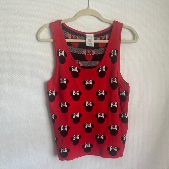 Disney Sweaters - Minnie Mouse Sleeveless Sweater Women's L Red Disney Cartoon Pullover Vest